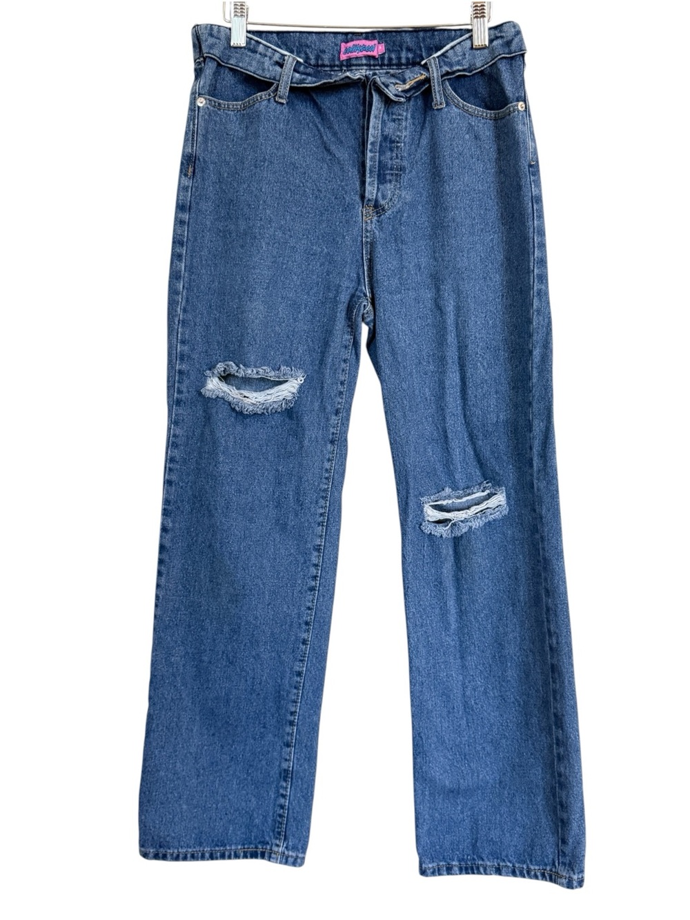 Edikted Roll Down Waist Distressed Baggy Jeans Women’s Size M Y2K